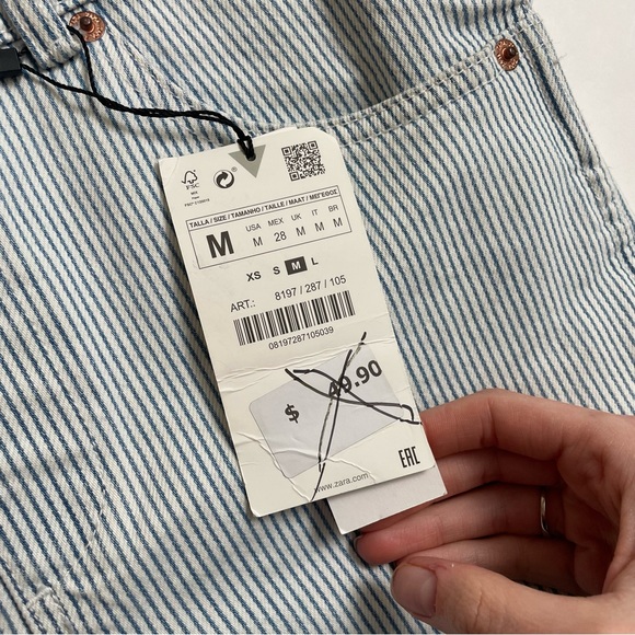 NWT ZARA pinstripe denim overalls - Picture 4 of 9
